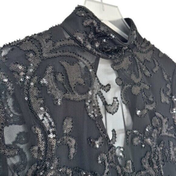 NWT Alexis Franciska Sequined Open Back Beaded Black Mini Dress Size XS - Picture 7 of 12